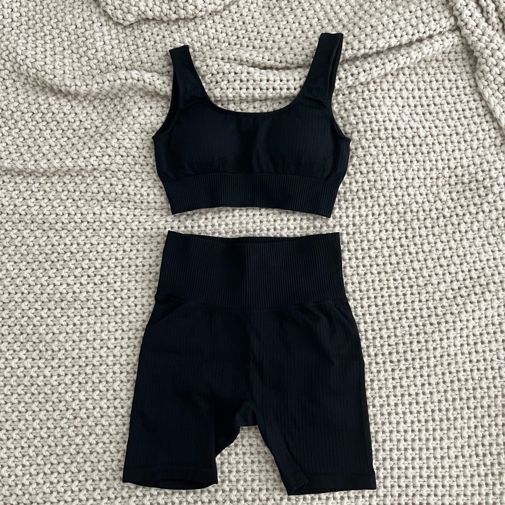 Biker Shorts and Sports Bra workout set